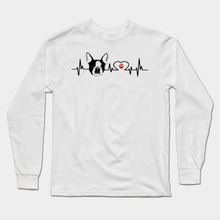 Boston Terrier Heartbeat Line Long Sleeve T-Shirt